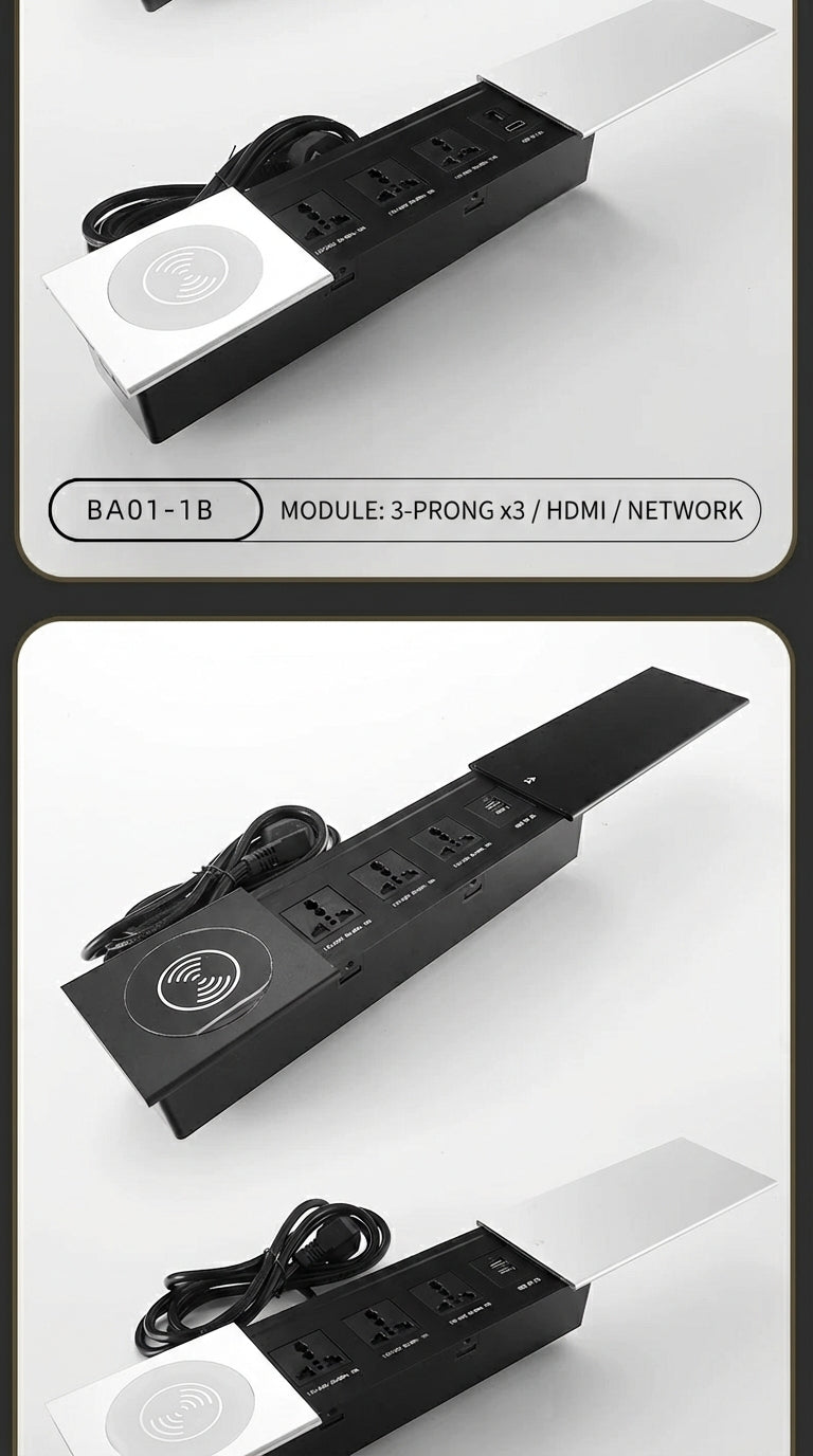 Sliding Desk Power Strip with Wireless Charger