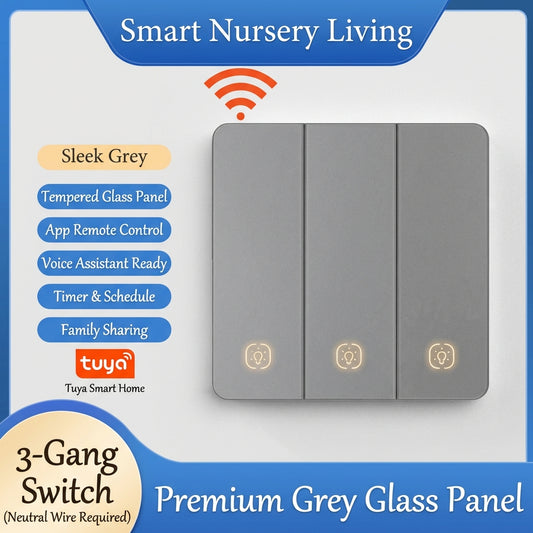 Tuya Smart WiFi Smart Light Switches glass panel No Neutral