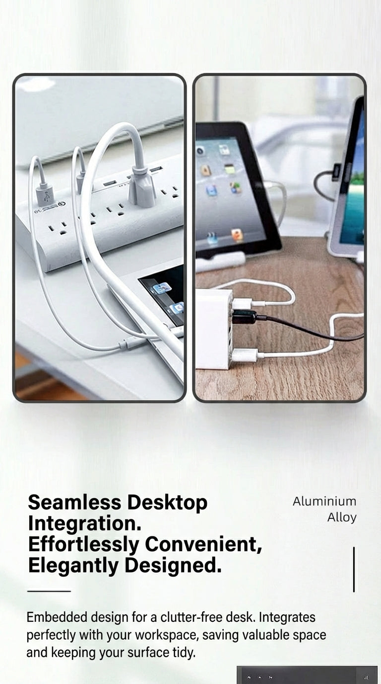 Sliding Desk Power Strip with Wireless Charger