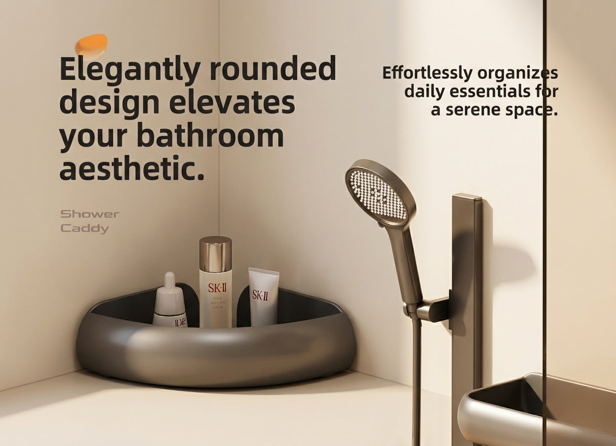 Premium Matte Gray No-Drill Bathroom Storage Shelves