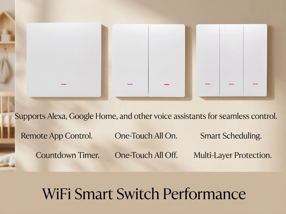 Smart WiFi Wall Light Switch with App & Voice Control