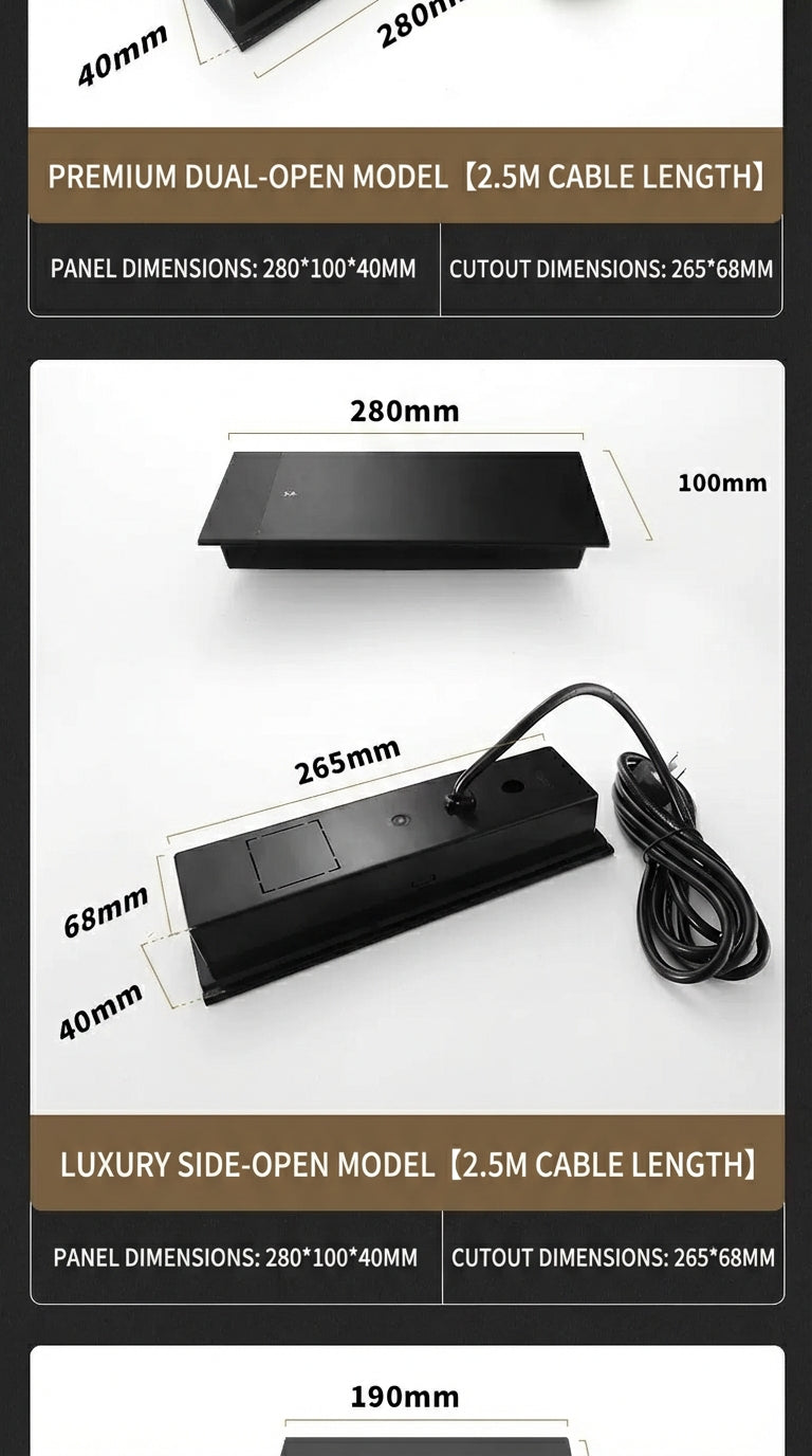 Sliding Desk Power Strip with Wireless Charger