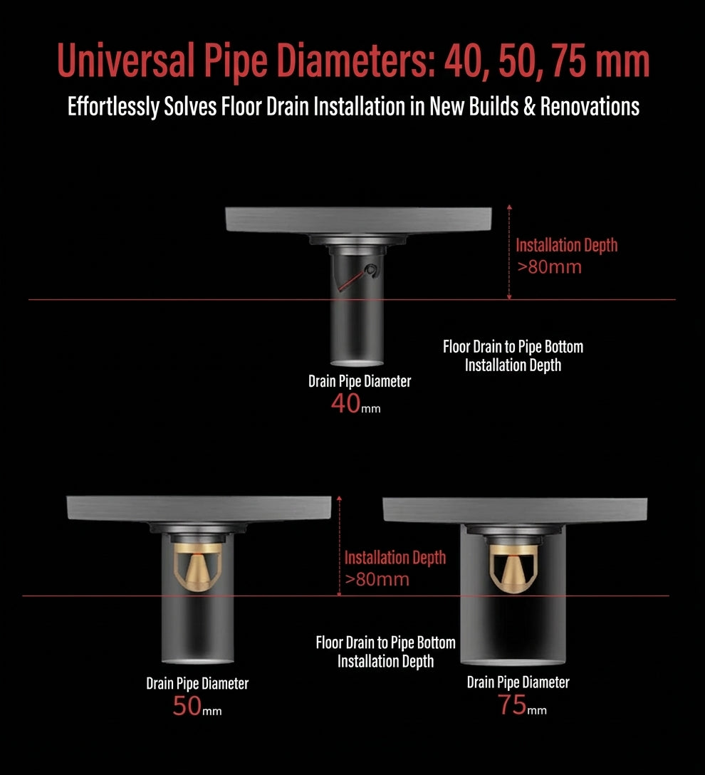 Premium Copper Tile-Insert Shower Drain Anti-Odor