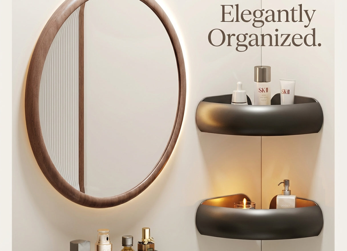 Premium Matte Gray No-Drill Bathroom Storage Shelves