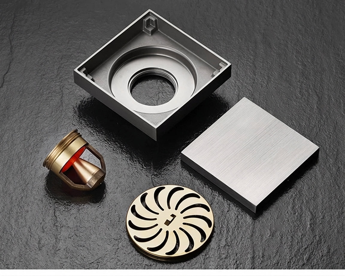 Premium Copper Tile-Insert Shower Drain Anti-Odor
