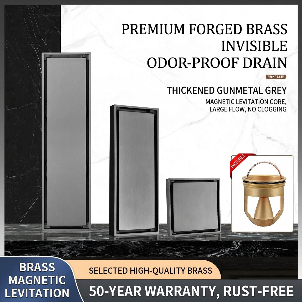 Premium Copper Tile-Insert Shower Drain Anti-Odor