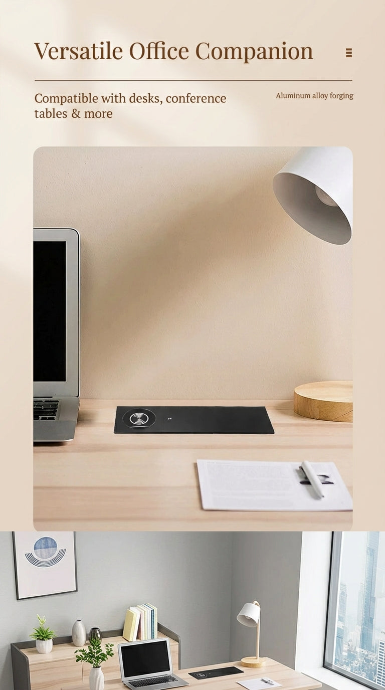 Sliding Desk Power Strip with Wireless Charger