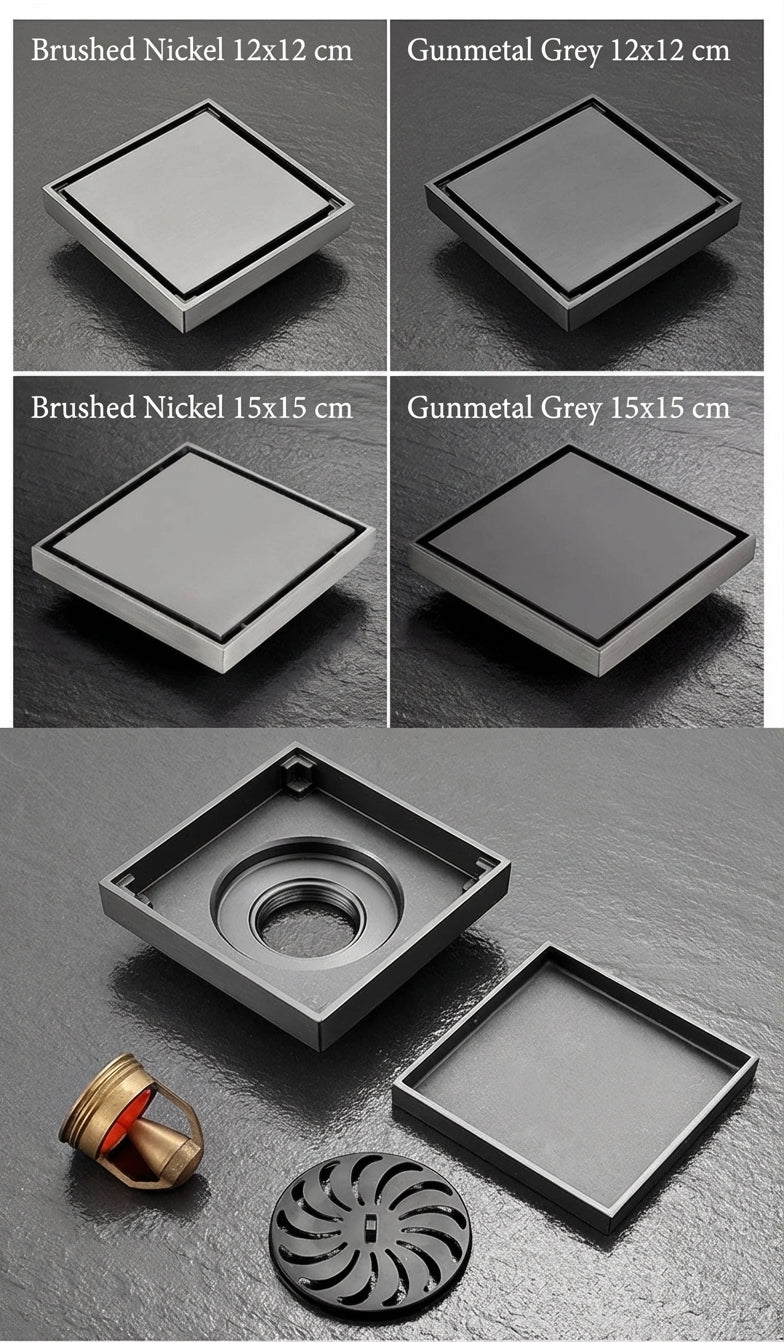 Premium Copper Tile-Insert Shower Drain Anti-Odor