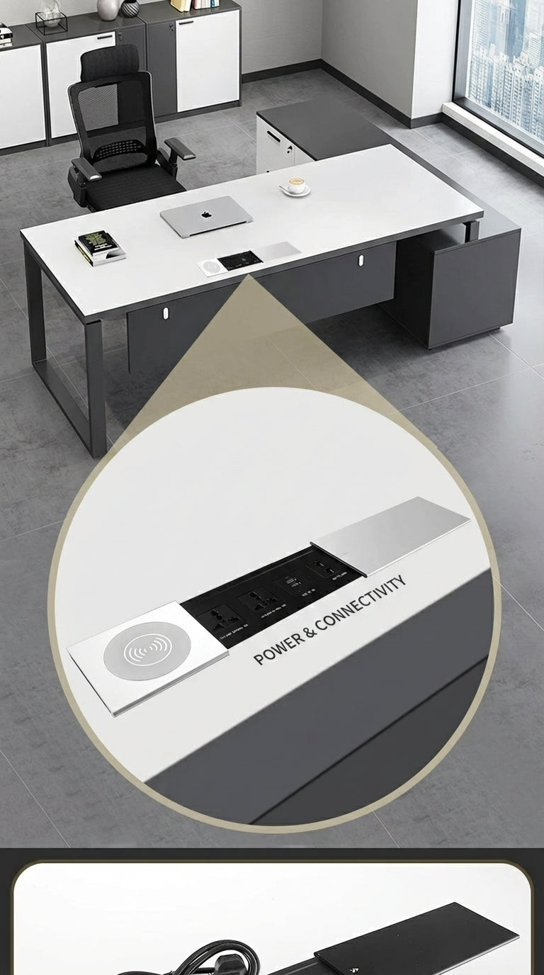 Sliding Desk Power Strip with Wireless Charger