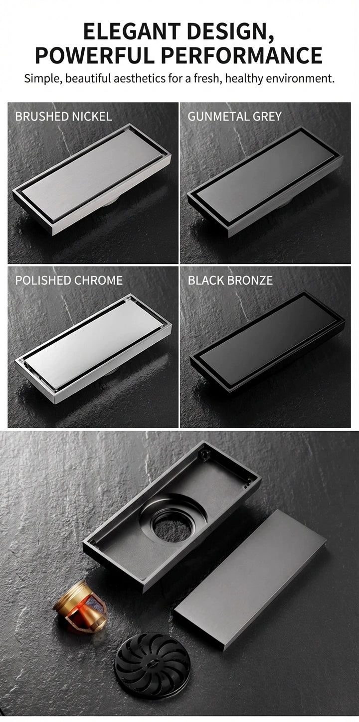 Premium Copper Tile-Insert Shower Drain Anti-Odor