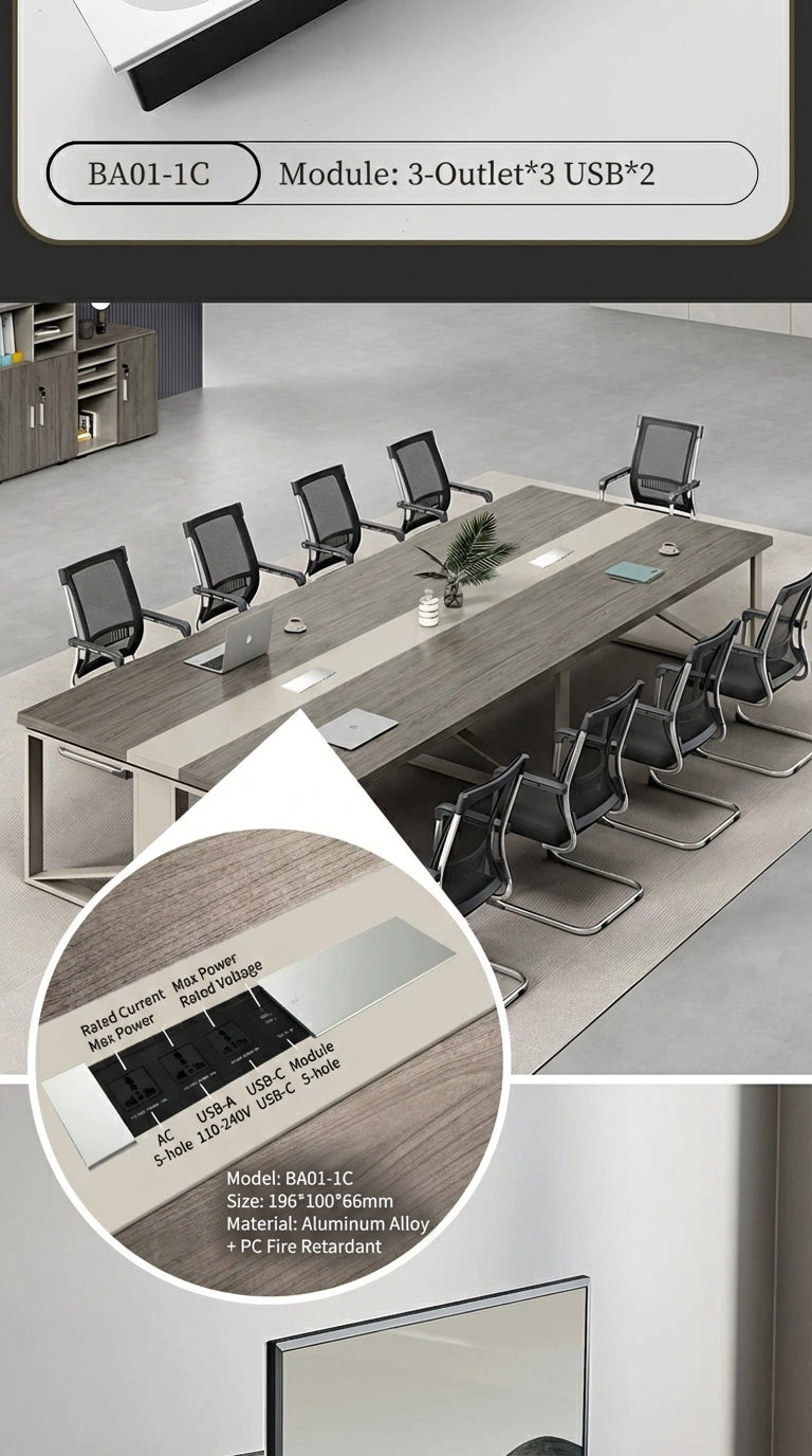 Sliding Desk Power Strip with Wireless Charger