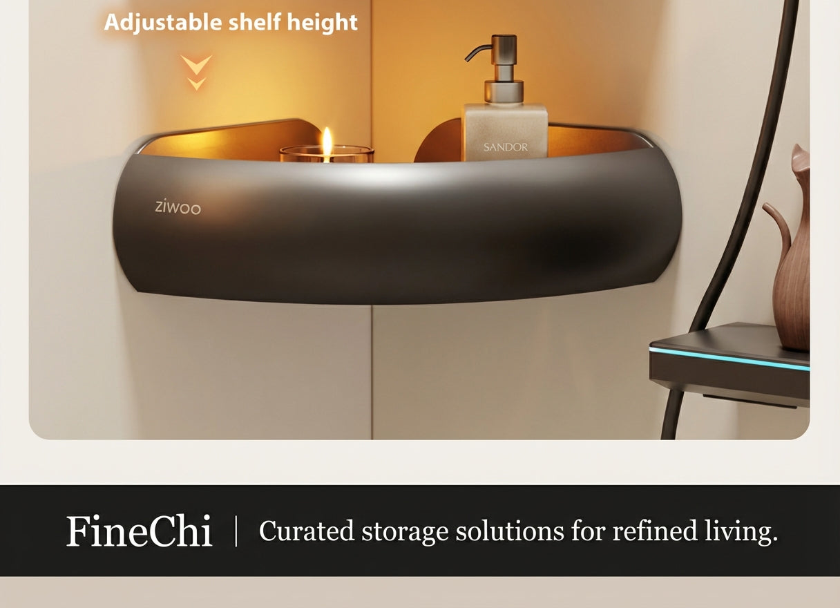 Premium Matte Gray No-Drill Bathroom Storage Shelves