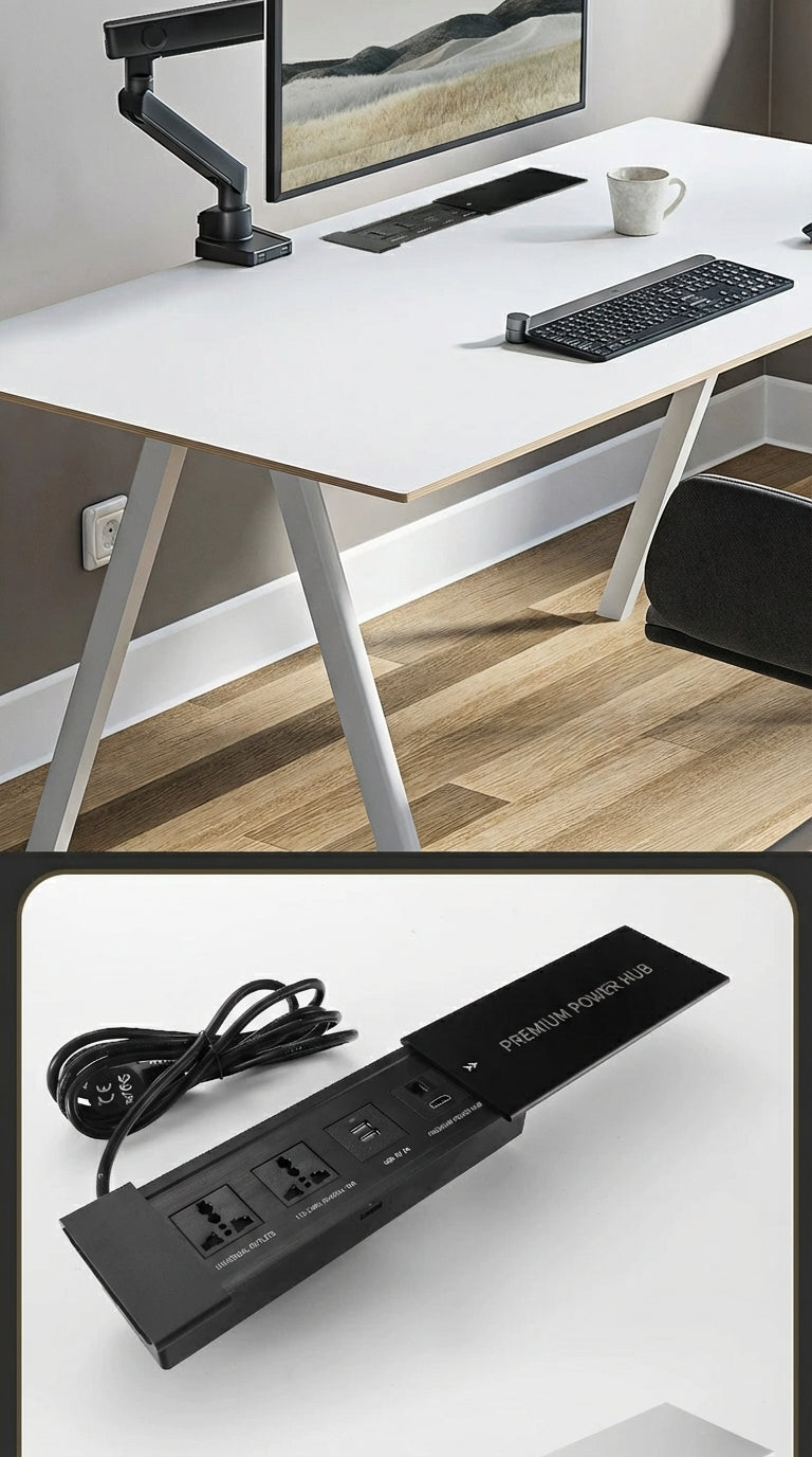 Sliding Desk Power Strip with Wireless Charger