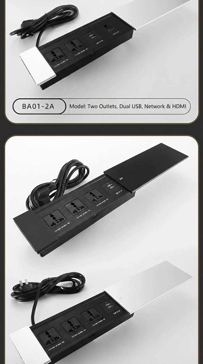 Sliding Desk Power Strip with Wireless Charger