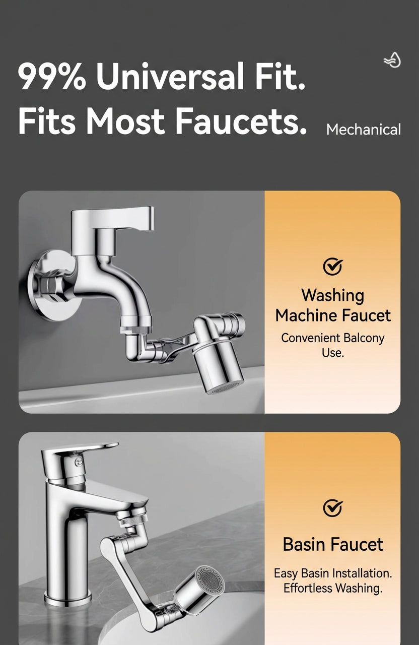 Solid Brass 1440° Swivel Splash-Proof Faucet Extender
