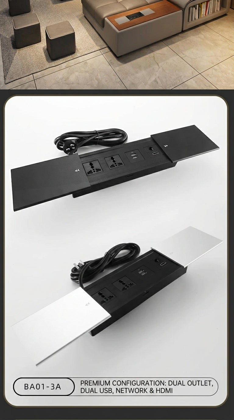 Sliding Desk Power Strip with Wireless Charger