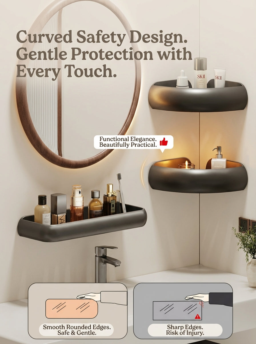Premium Matte Gray No-Drill Bathroom Storage Shelves