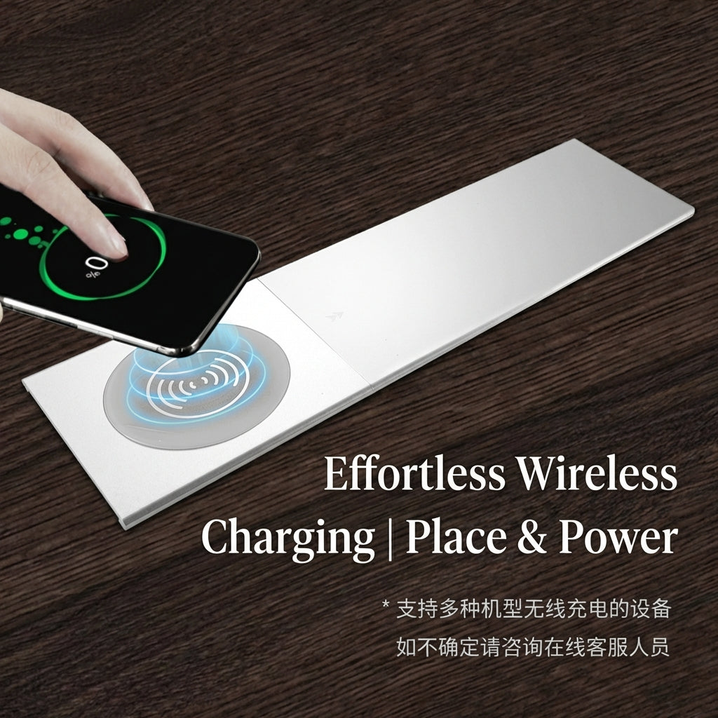 Sliding Desk Power Strip with Wireless Charger