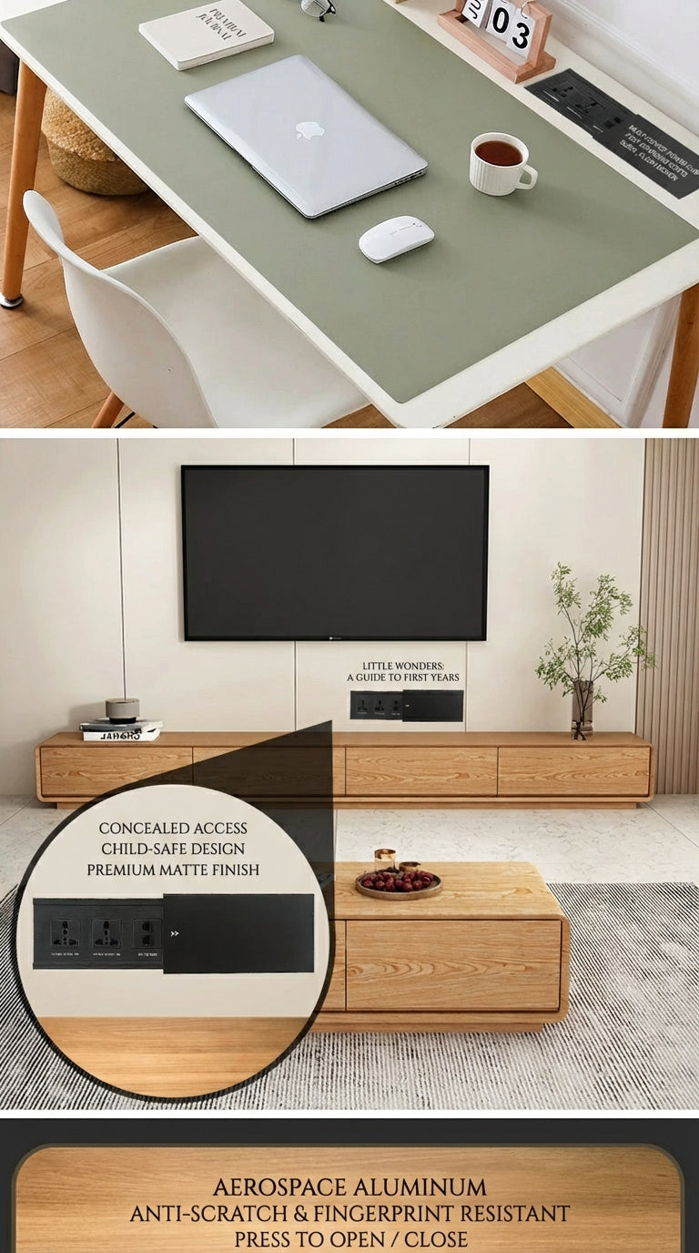 Sliding Desk Power Strip with Wireless Charger