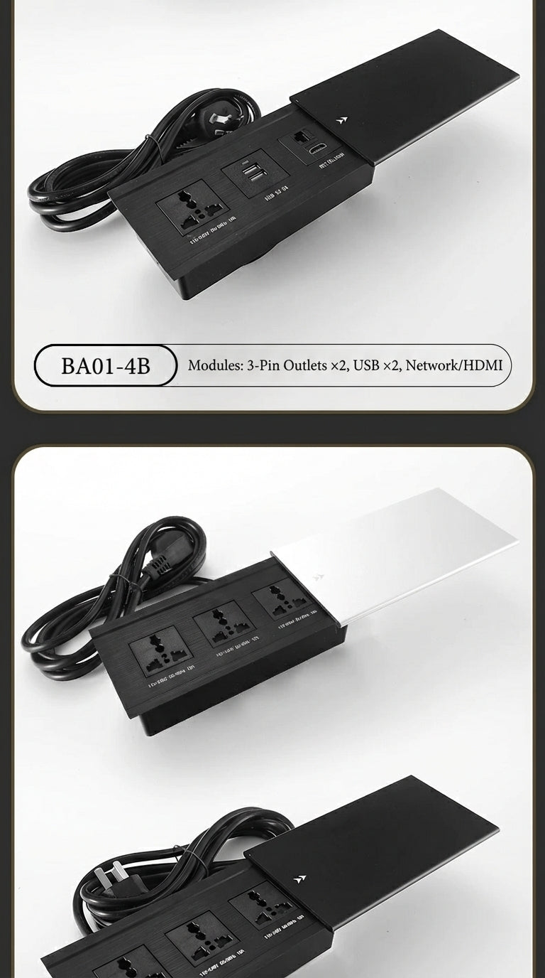 Sliding Desk Power Strip with Wireless Charger