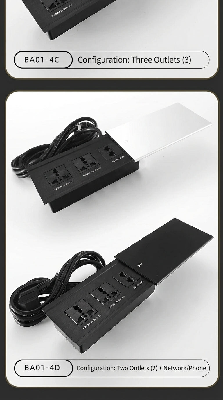 Sliding Desk Power Strip with Wireless Charger