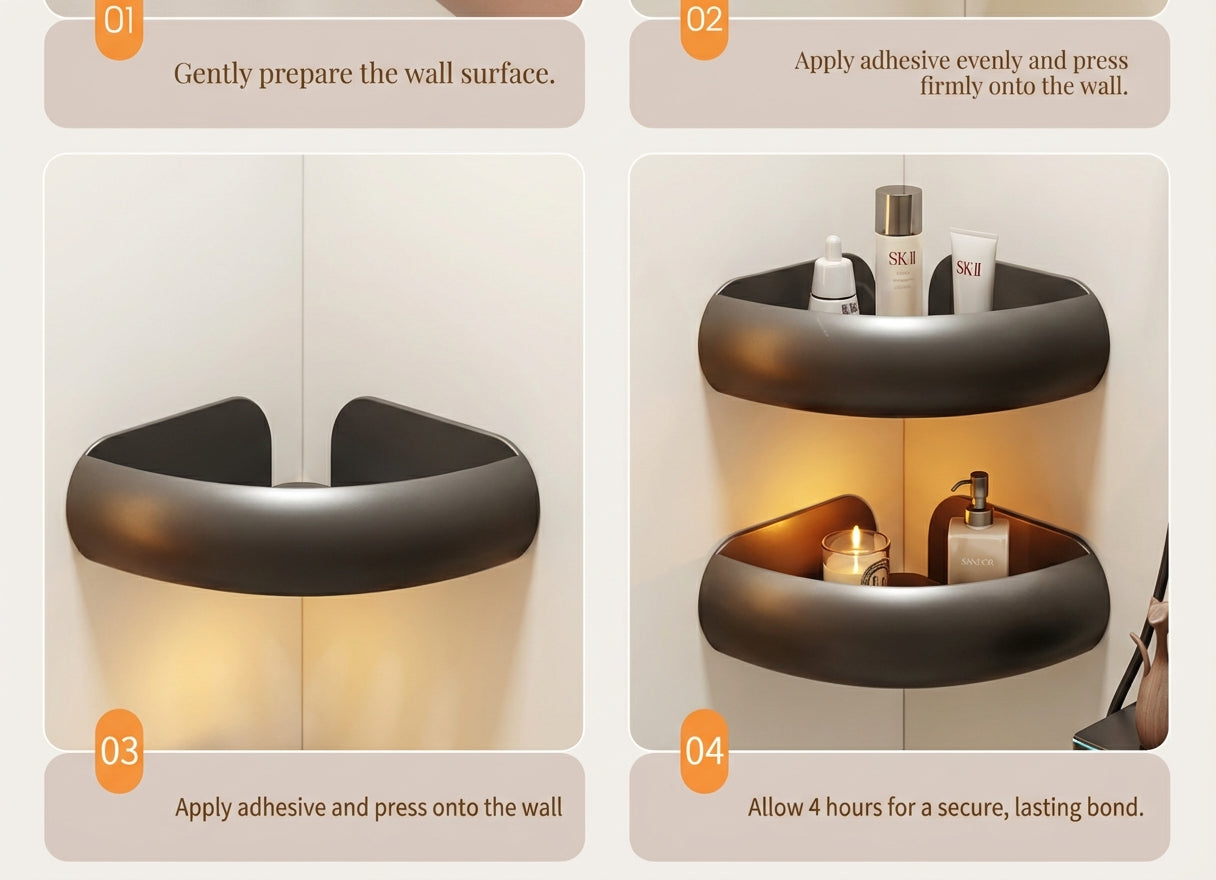 Premium Matte Gray No-Drill Bathroom Storage Shelves