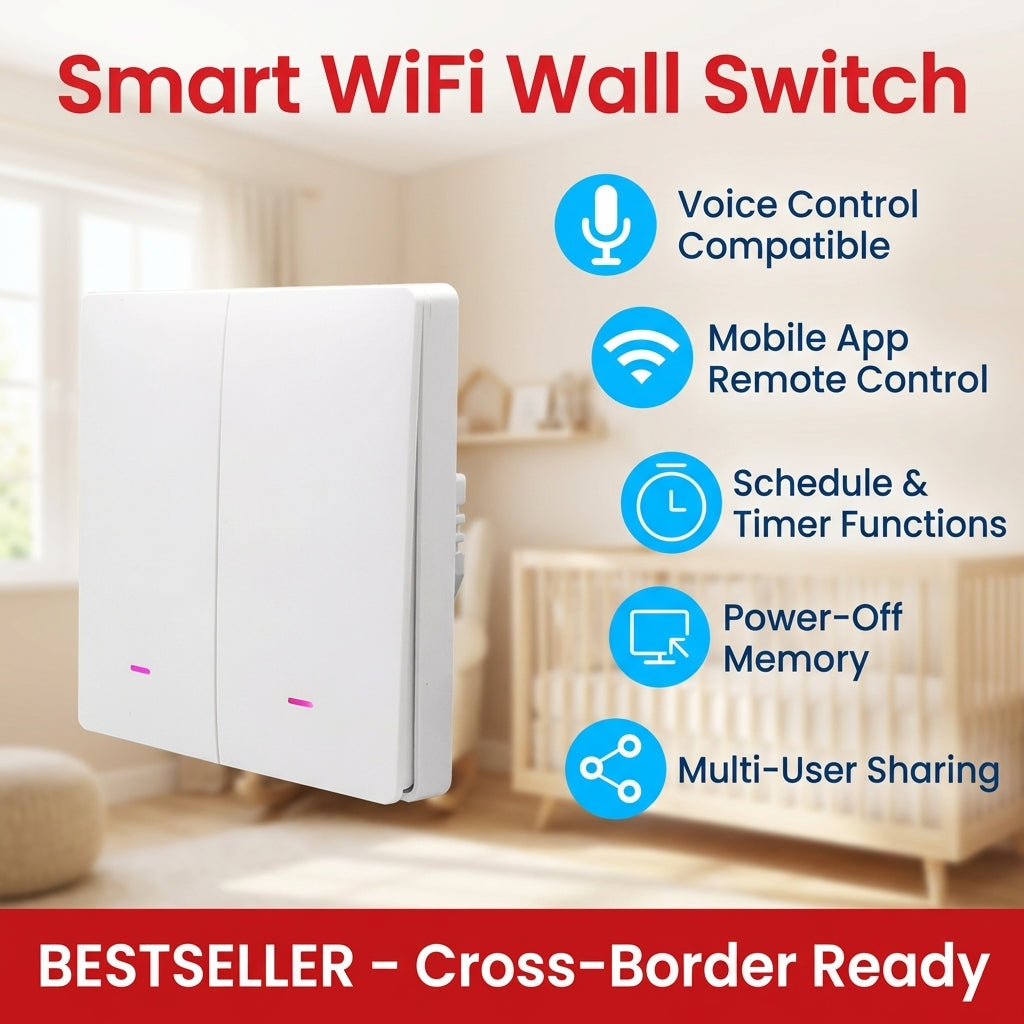 Smart WiFi Wall Light Switch with App & Voice Control
