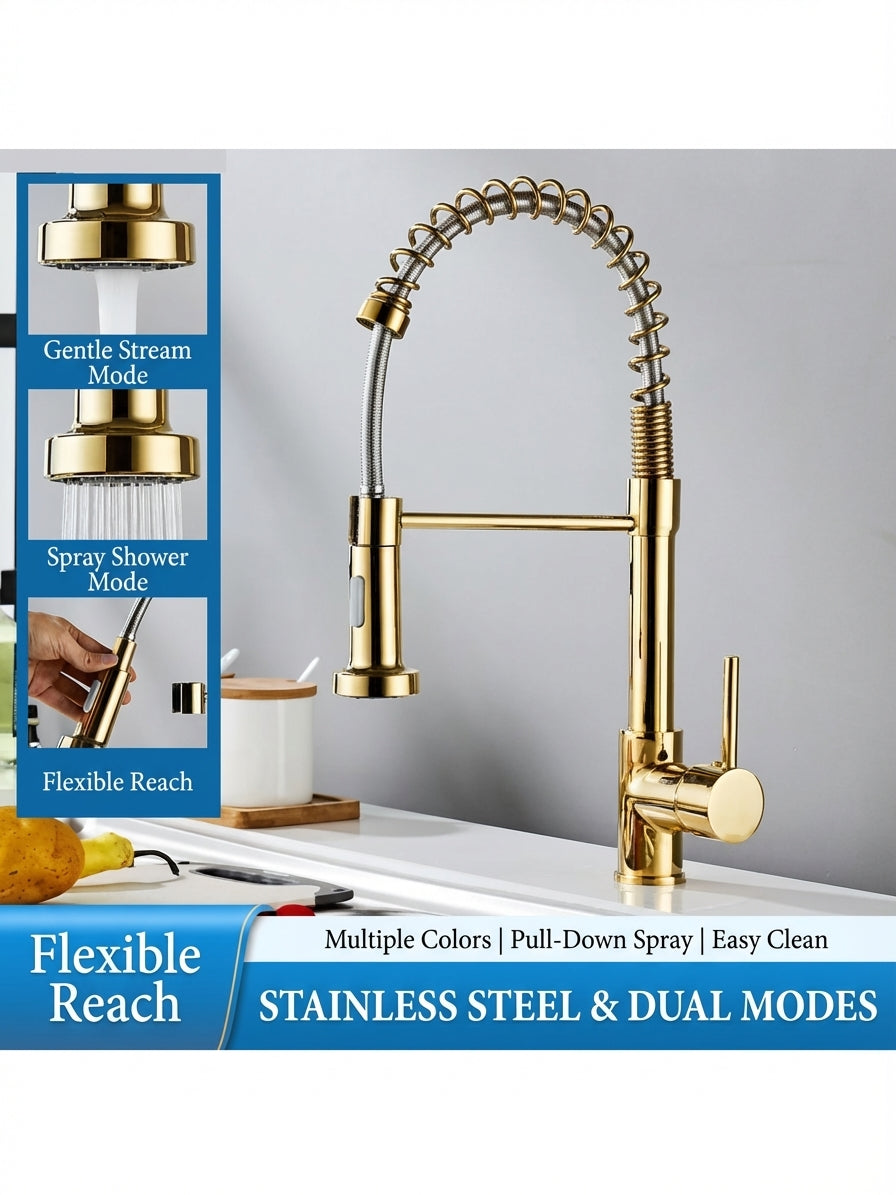 Premium Stainless Steel Commercial Pull-Down Kitchen Faucet