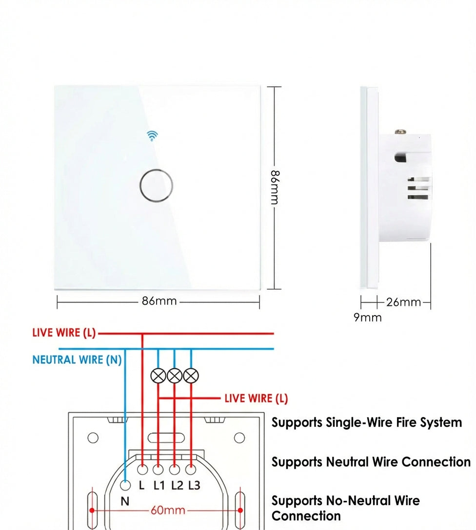 EU WiFi Smart Light Switches Touch Switch
