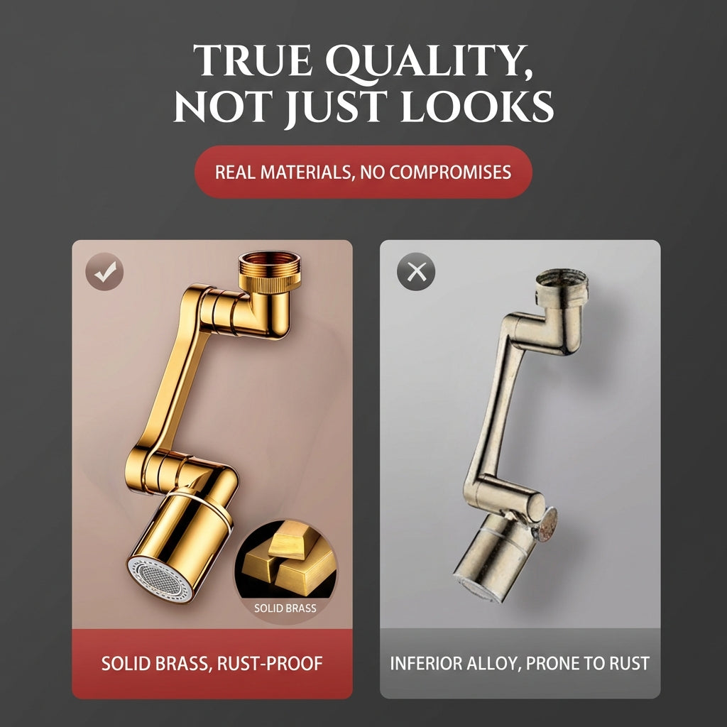 Solid Brass 1440° Swivel Splash-Proof Faucet Extender
