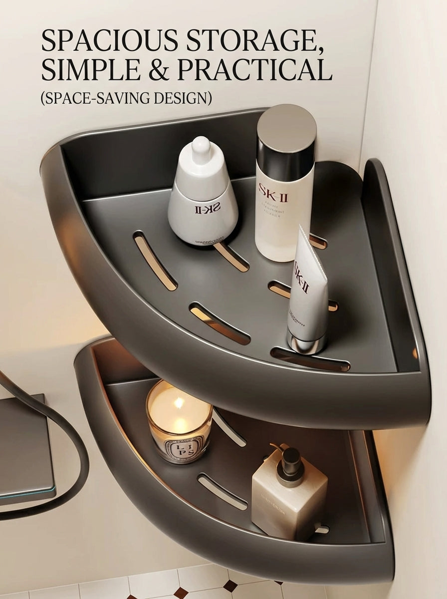 Premium Matte Gray No-Drill Bathroom Storage Shelves