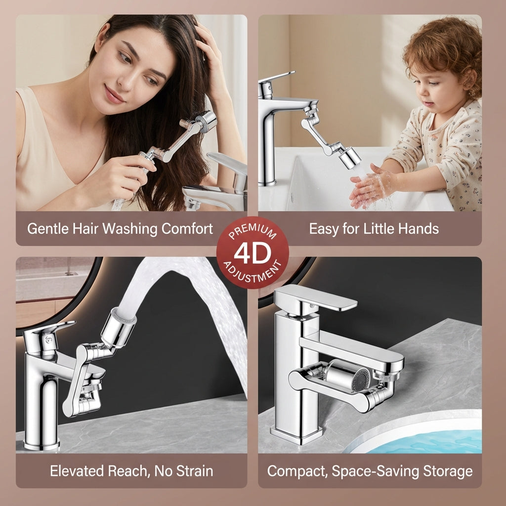 Solid Brass 1440° Swivel Splash-Proof Faucet Extender