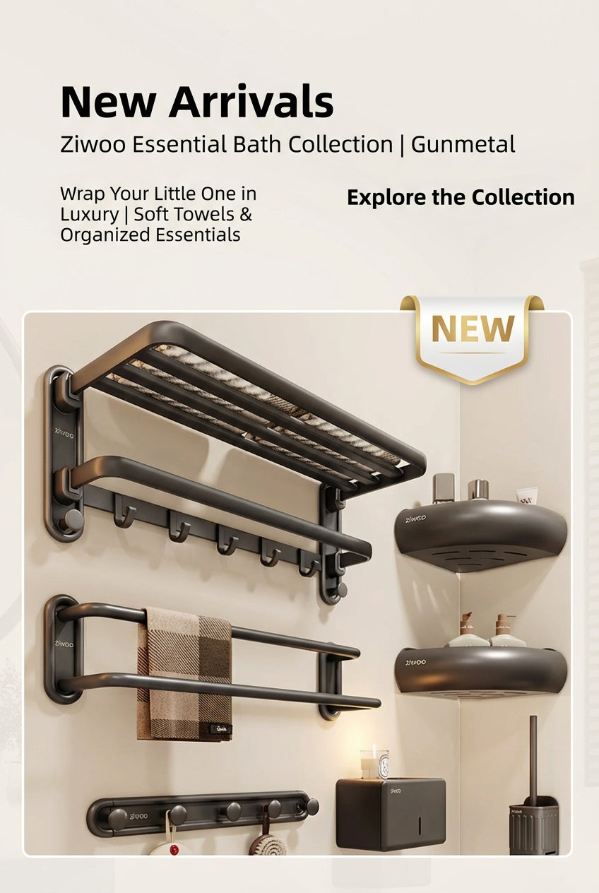 Premium Matte Gray No-Drill Bathroom Storage Shelves