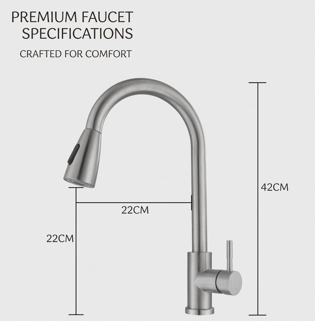 Premium High-Arc Pull-Down Kitchen Faucet with Dual-Function Sprayer