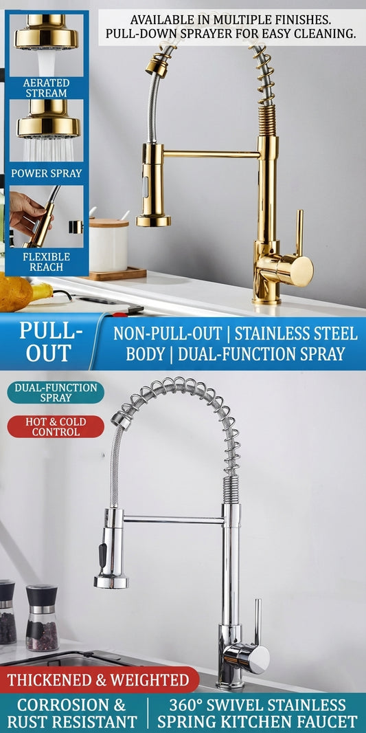 Premium Stainless Steel Commercial Pull-Down Kitchen Faucet