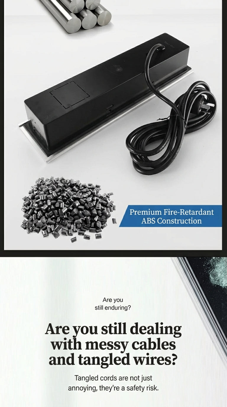 Sliding Desk Power Strip with Wireless Charger