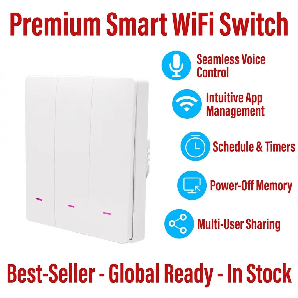 Smart WiFi Wall Light Switch with App & Voice Control