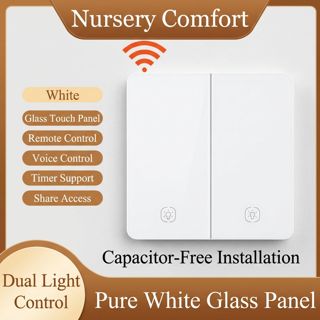 Tuya Smart WiFi Smart Light Switches glass panel No Neutral