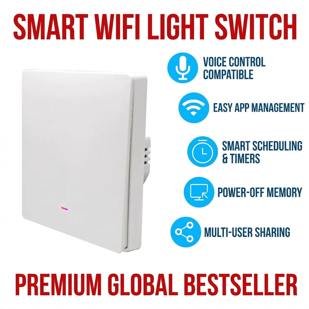 Smart WiFi Wall Light Switch with App & Voice Control