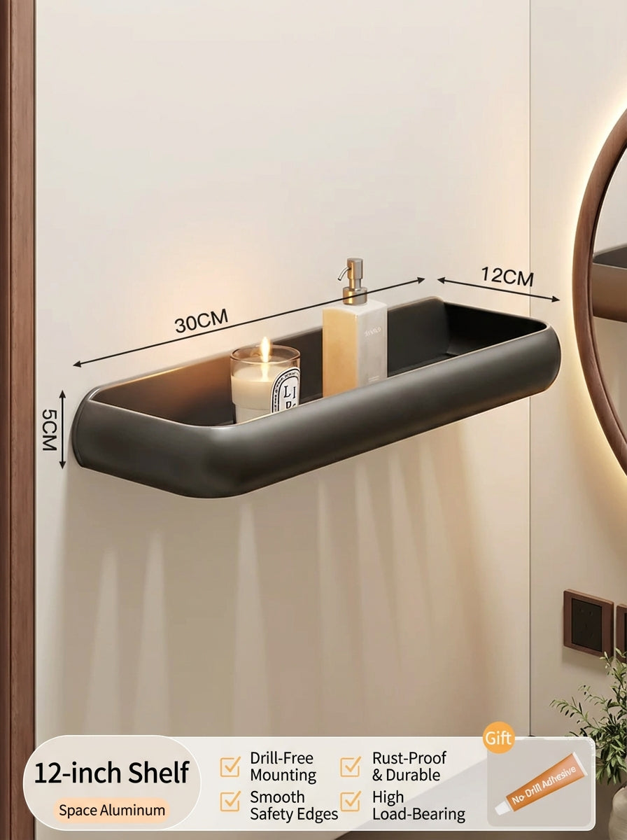 Premium Matte Gray No-Drill Bathroom Storage Shelves