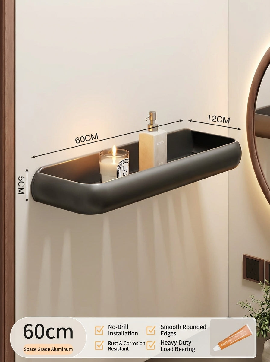 Premium Matte Gray No-Drill Bathroom Storage Shelves