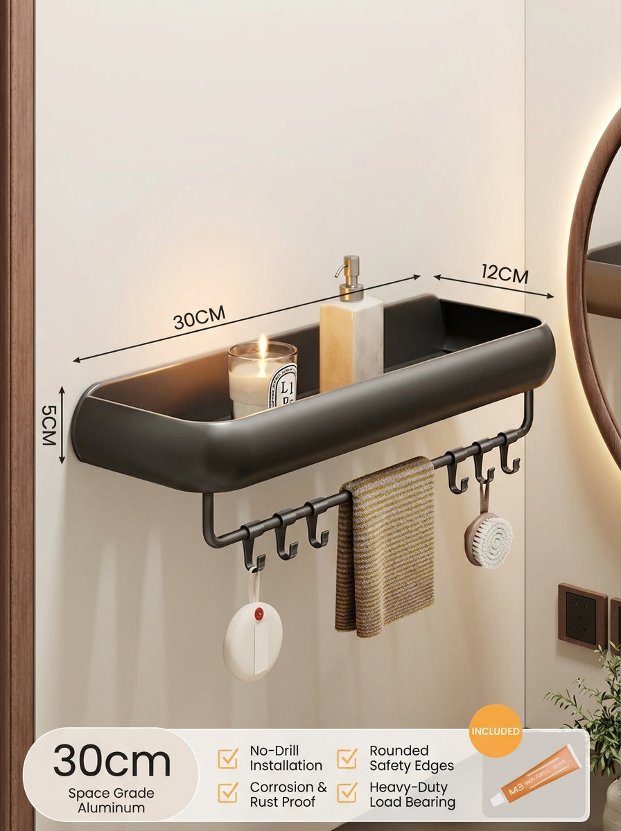 Premium Matte Gray No-Drill Bathroom Storage Shelves