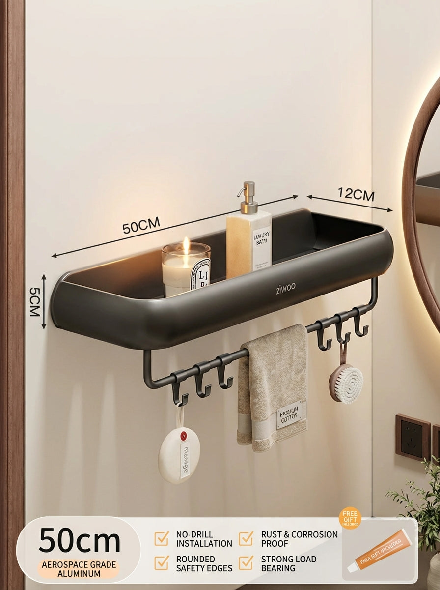 Premium Matte Gray No-Drill Bathroom Storage Shelves