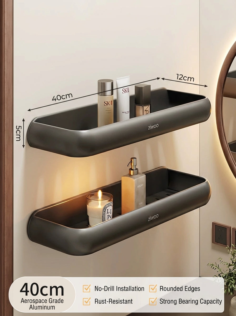Premium Matte Gray No-Drill Bathroom Storage Shelves