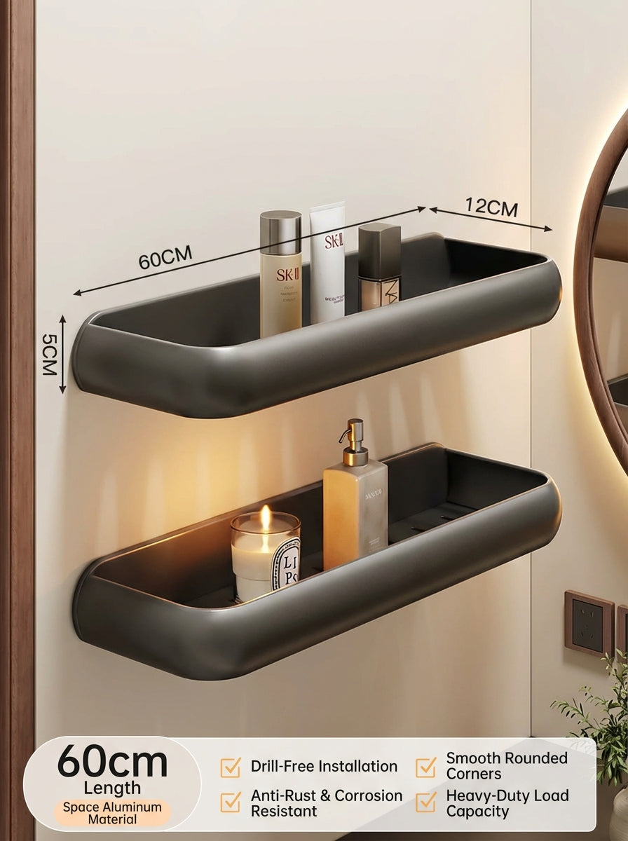 Premium Matte Gray No-Drill Bathroom Storage Shelves