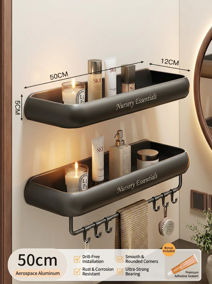 Premium Matte Gray No-Drill Bathroom Storage Shelves