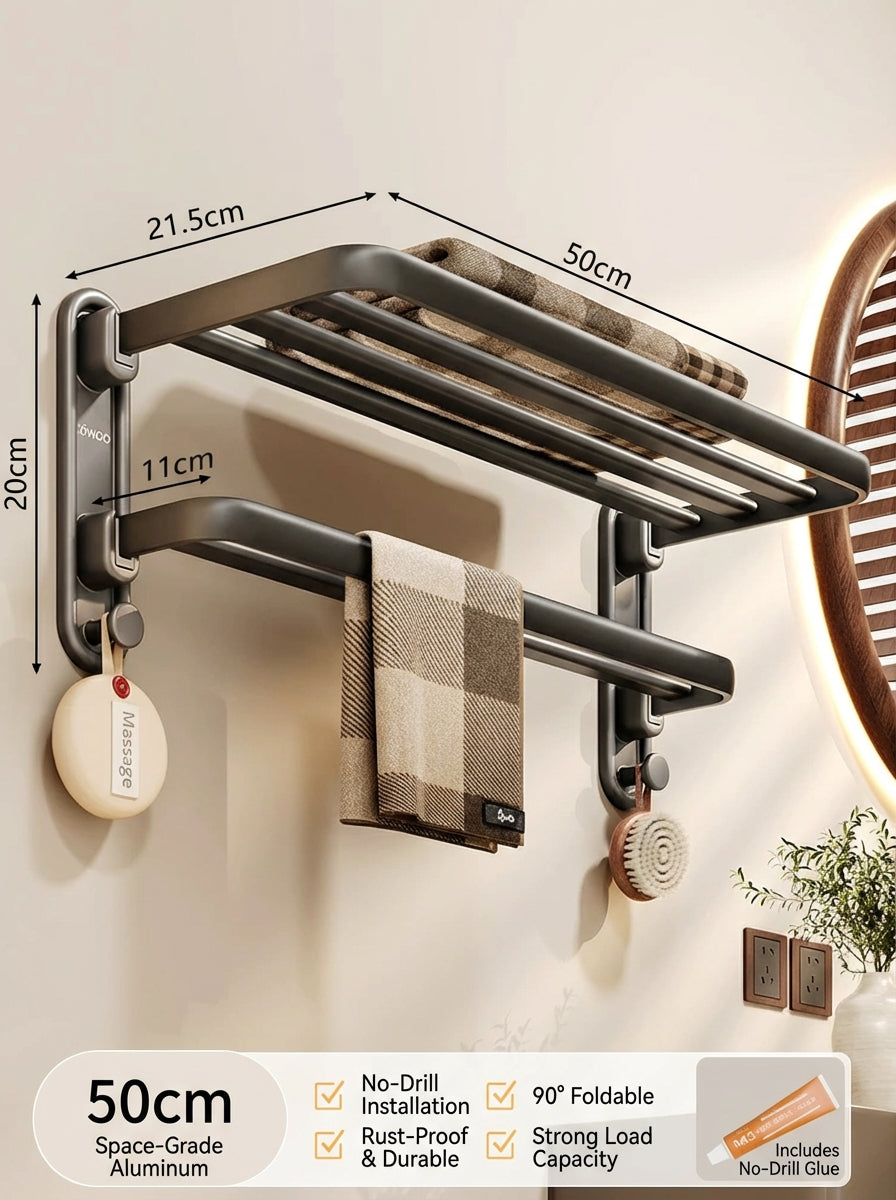 Premium Matte Gray No-Drill Bathroom Storage Shelves