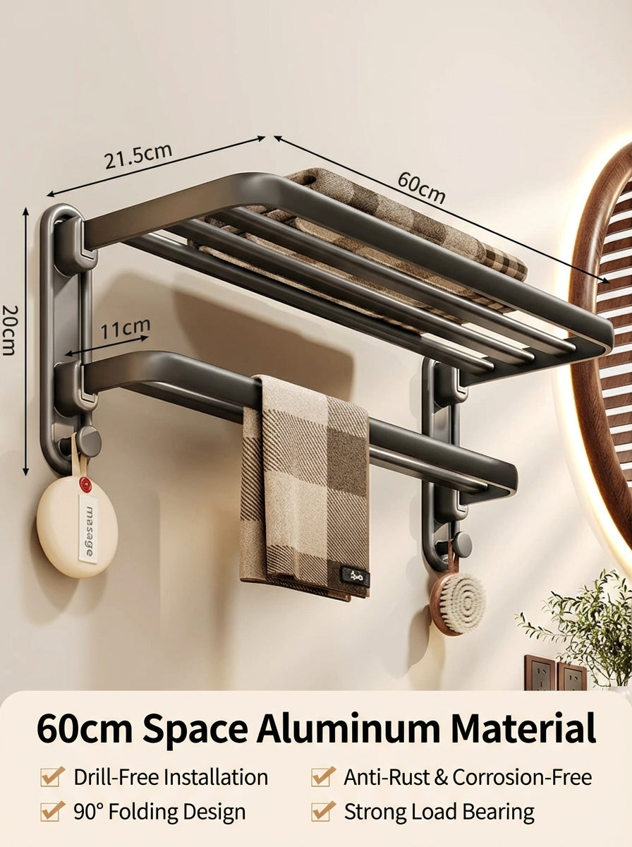 Premium Matte Gray No-Drill Bathroom Storage Shelves
