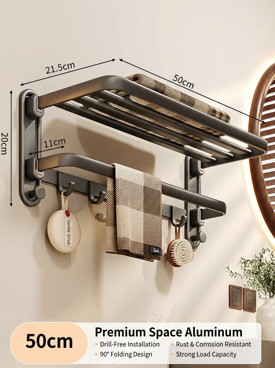 Premium Matte Gray No-Drill Bathroom Storage Shelves