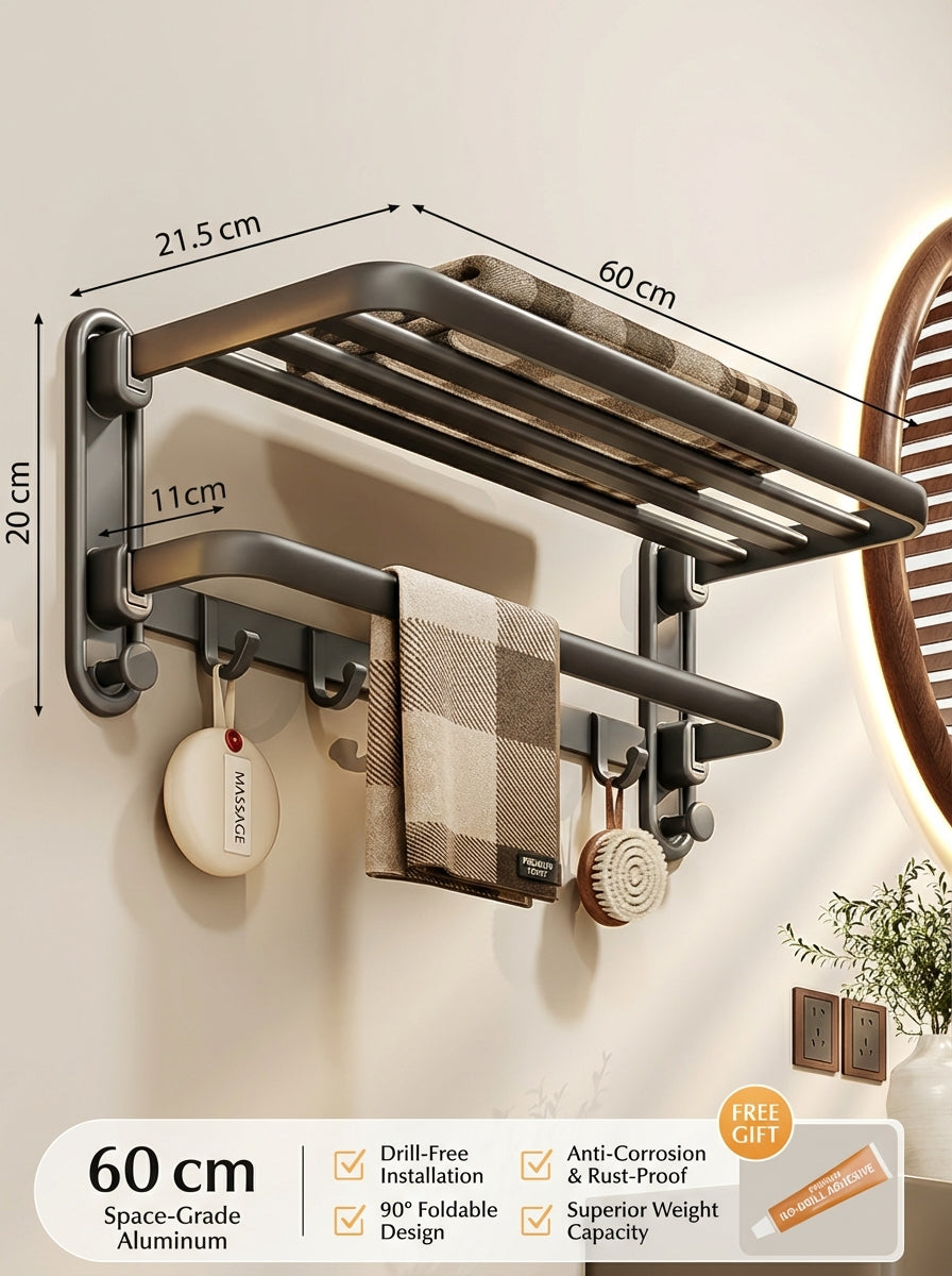 Premium Matte Gray No-Drill Bathroom Storage Shelves